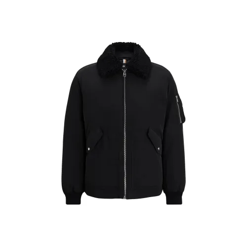 Hugo Boss Водонепроницаемая куртка с искусственным мехом воротник-стойка куртки и пальто мужской черный