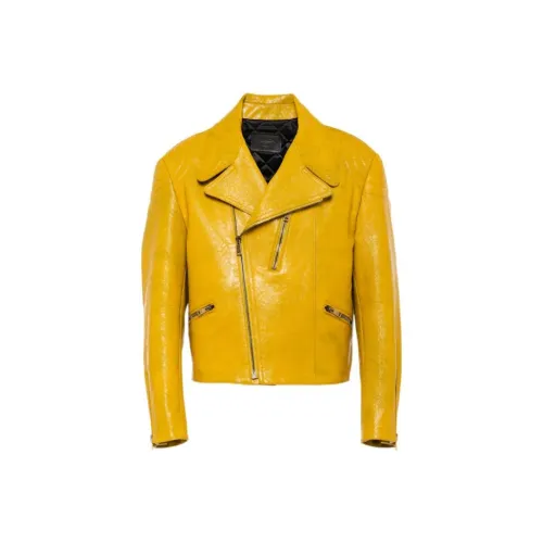 PRADA Желтые Мужские Кожаные Куртки