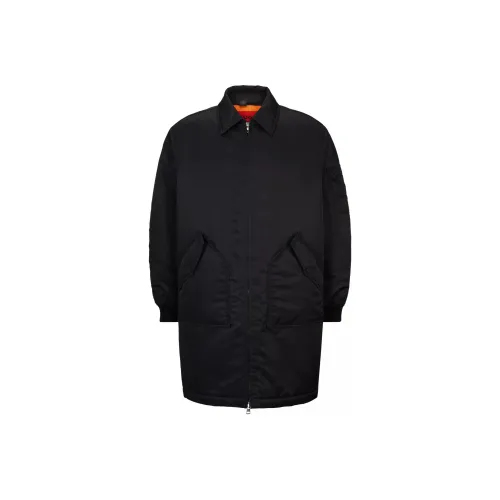 Hugo Boss Водонепроницаемое пальто с брендированным рукавом карманами куртки и пальто мужской черный