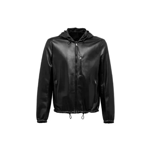 PRADA Мужские черные кожаные куртки