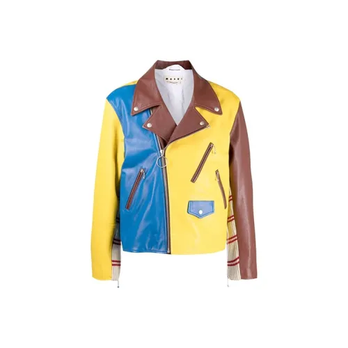MARNI Многоцветные Мужские Кожаные Куртки