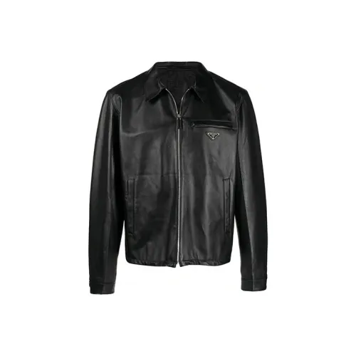 PRADA Мужские черные кожаные куртки