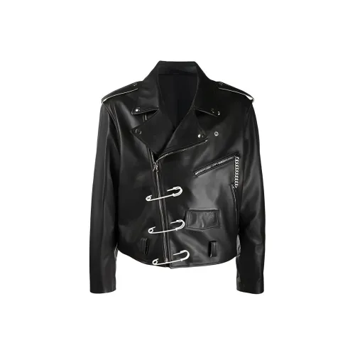 RAF SIMONS Кожа Куртка Мужская Черная