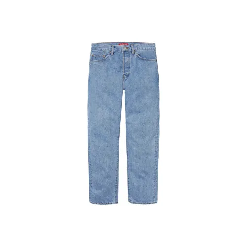 Supreme SS24 WEEK1 Камень Промытый Тонкий SELVEDGE Джинсы Унисекс Каменная стирка Индиго