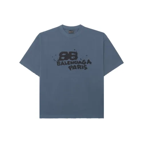 Balenciaga BB ICON Выстиранные Синий/Черный Мужские T-Рубашки