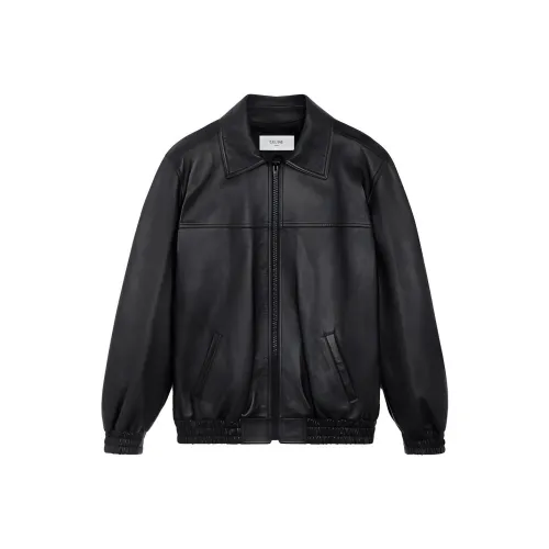 CELINE Кожа Куртка Пальто Мужской Черный