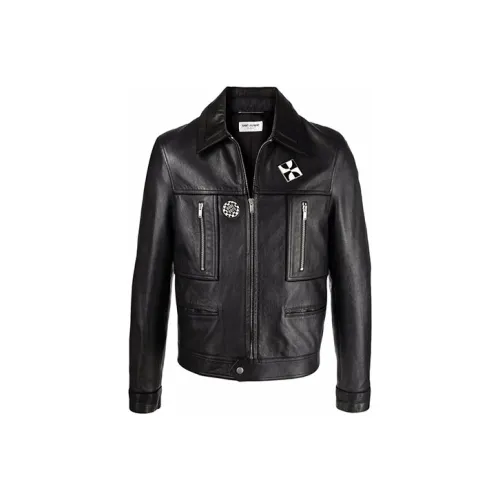 SAINT LAURENT Черные Мужские Кожаные Куртки