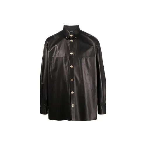 VERSACE Мужские черные кожаные куртки