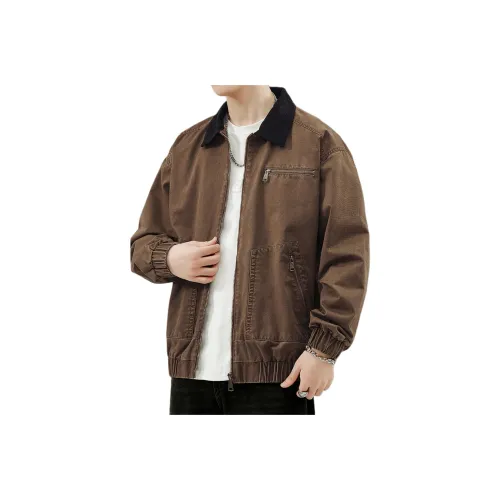 PRPK Весенний Осенний Куртки и Пальто Свободного кроя Мужской Кофейный