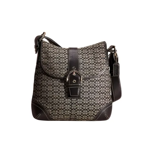 COACH Soho ICONIC Жаккард Чемодан Портативная Сумка через плечо Сумка на плечо Стандартная Женская Серый и Черный