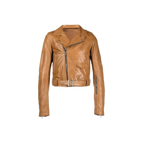 RICK OWENS Умбра Мужские Кожаные Куртки