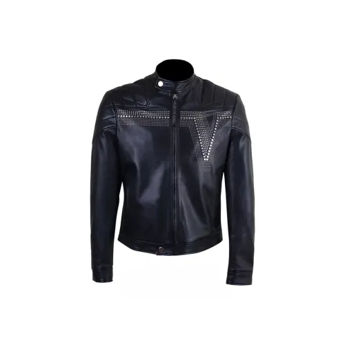 VERSACE SS22 Кожа Куртка Мужская Черная