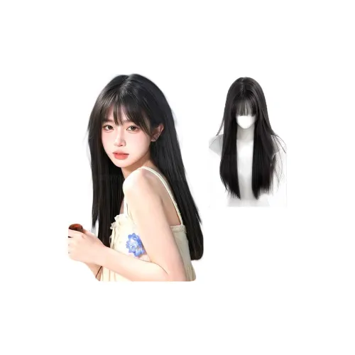 MUYAN Крутой черный прямые челки парики