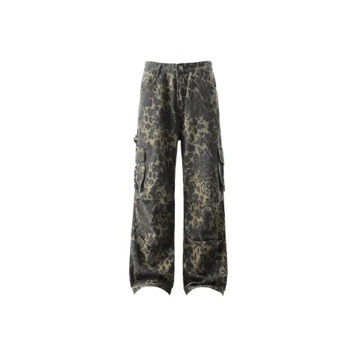 WOLF ZONE Джинсы Унисекс Леопардовый принт