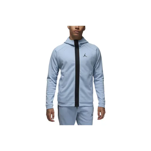 Jordan Air Флис Full Zip Hoodie Куртки Пальто Мужской Светло-Синий
