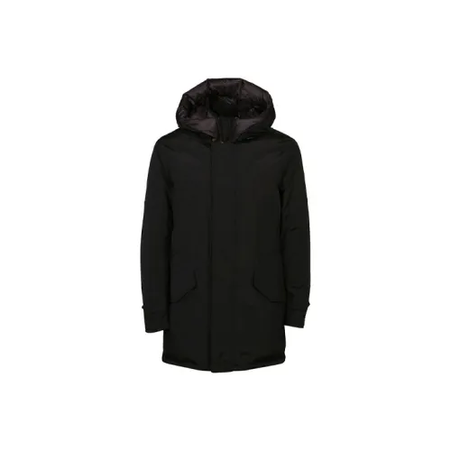 WOOLRICH FW21 Однотонный С капюшоном MID Длина Пуховая куртка Мужская Черная
