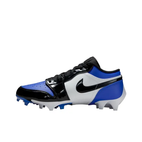 Jordan Air Jordan 1 Slip-resistant Abrasion-resistant Football Cleats Unisex White Blue Black Джордан Эйр Джордан 1 Противоскользящие Устойчивые к износу Футбольные бутсы Унисекс Белый Синий Черный