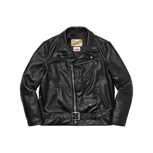 Supreme x Schott x The Crow FW21 Кожаная куртка унисекс черного цвета