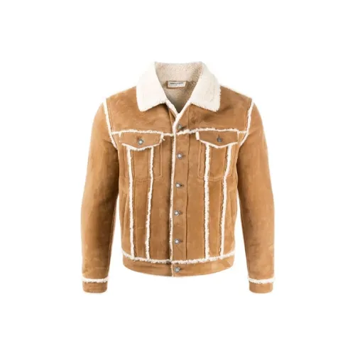 SAINT LAURENT FW21 Кожаная куртка мужская коричневая