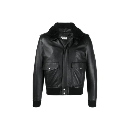 SAINT LAURENT Кожа Куртка Мужская Черная