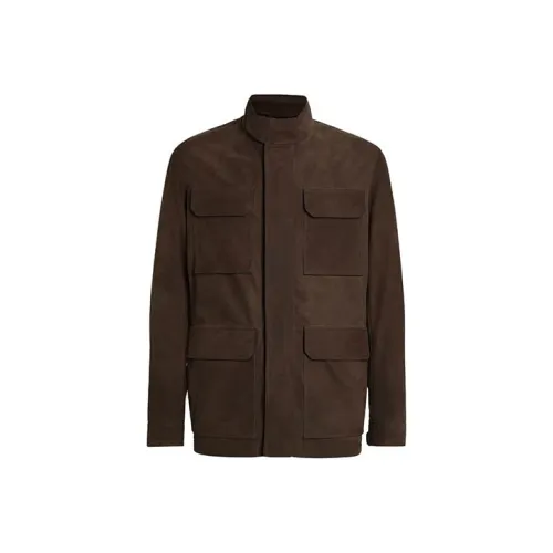 Ermenegildo Zegna Коричневый Мужская Кожаная Куртка