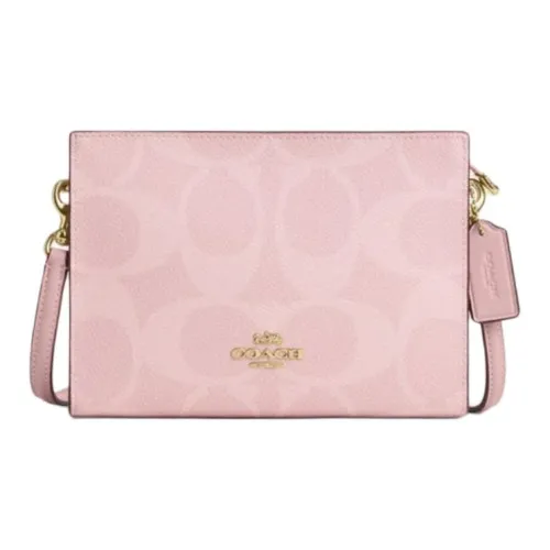 COACH Покрытый холст Сумка через плечо Маленькая Женская Розовая