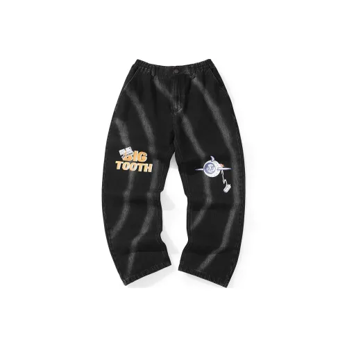 BT Прямой крой Брюки Джинсы Унисекс Черный