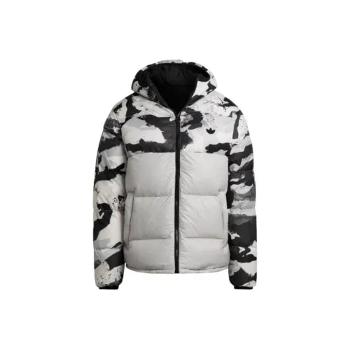 Adidas Originals Clover Series Outfit Пуховик Мужской Черный Белый Серый