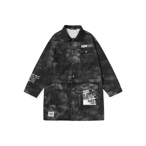 GENANX Черно-серый цвет унисекс тренч