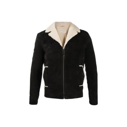SAINT LAURENT Кожа Куртка Мужская Черная