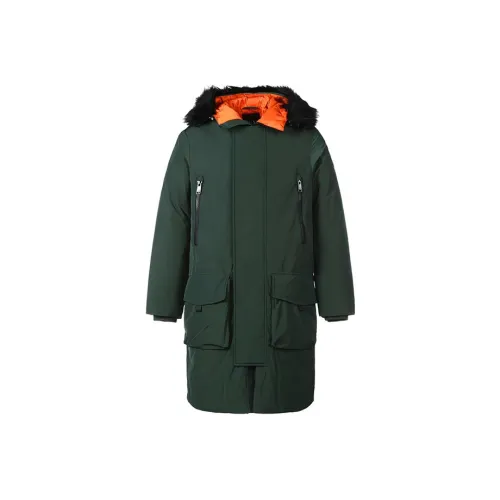 ARMANI EXCHANGE Однотонный С капюшоном MID Длина (размер в длину) Пуховая куртка Мужская Темный лес Зеленый