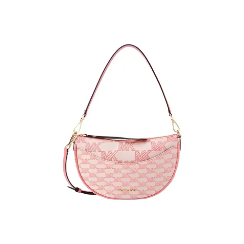 MICHAEL KORS Жаккард Сумка-полумесяц Седло Сумка Сумка на плечо Сумка Сумка через плечо Женская Светло-розовая Красная