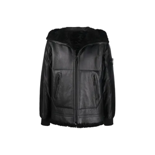 Stone Island Черные Мужские Кожаные Куртки