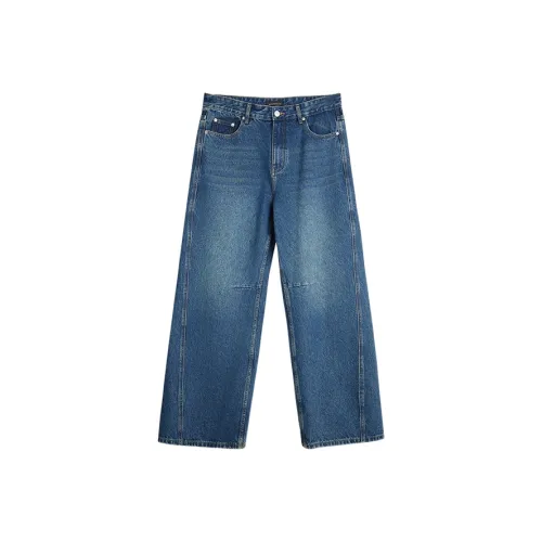 Dupu Contracted Джинсы Мужские Джинсовый Синий