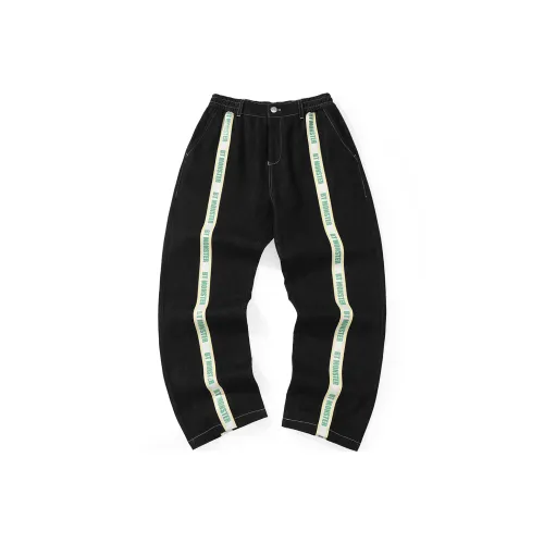 BT Прямой крой Брюки Джинсы Унисекс Черный