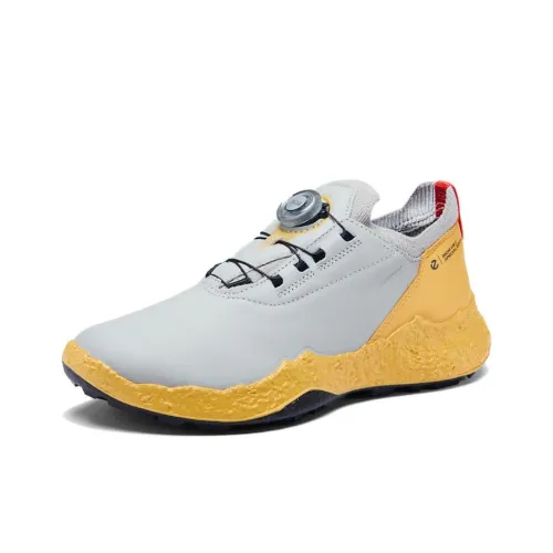 Ecco Golf Shoes Low Top Gray Yellow Men's