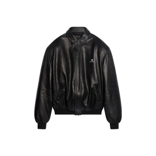 Balenciaga Кожаная Куртка Мужская Черная