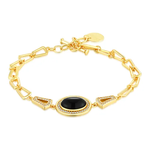 TAOYAOYAO Браслеты из черного агата и медного сплава женские