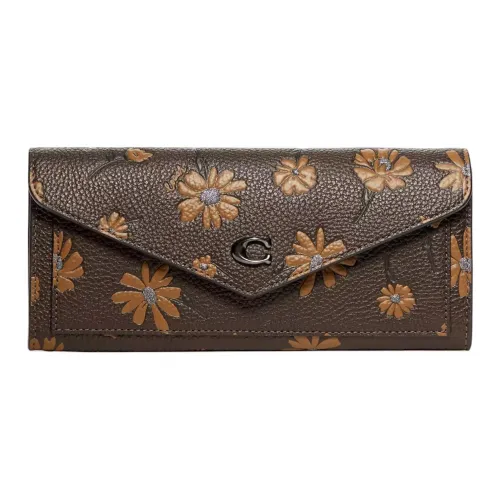 COACH Wyn Каменная кожа Держатель для карт кошелек Маленький Женский Коричневый
