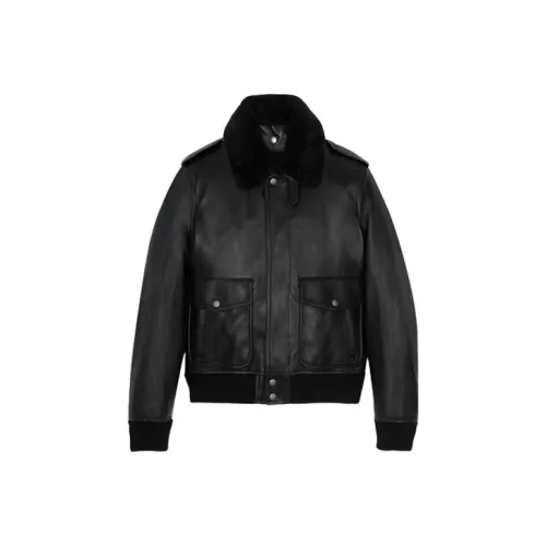 SAINT LAURENT Кожа Куртка Мужская Черная