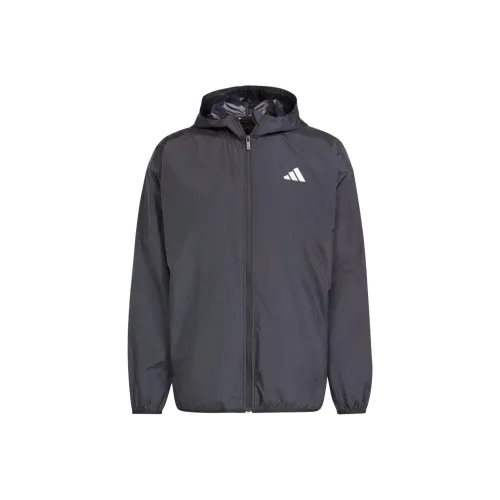 Adidas Essentials Sportswear Rompevientos Big Logo Ткань Куртки Пальто Мужской Черный Белый