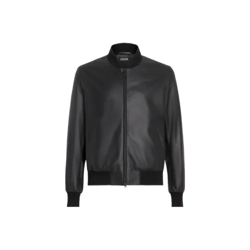 Ermenegildo Zegna Черные Мужские Кожаные Куртки