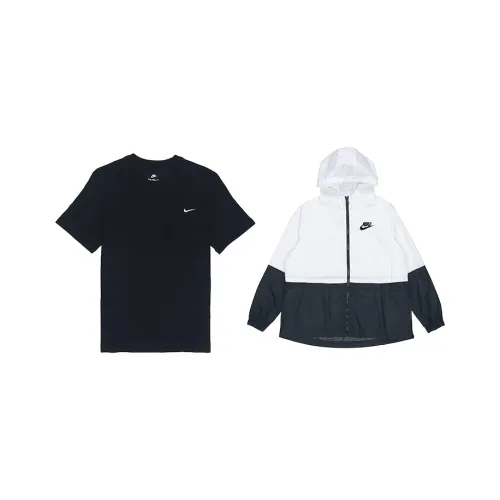 Nike Черная T-рубашка + Белая куртка Мужская куртка