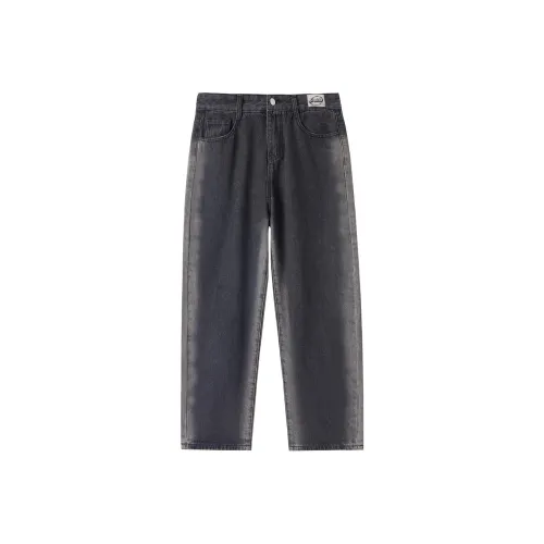 GROOL Прямой крой Брюки Джинсы Унисекс Деним Черный