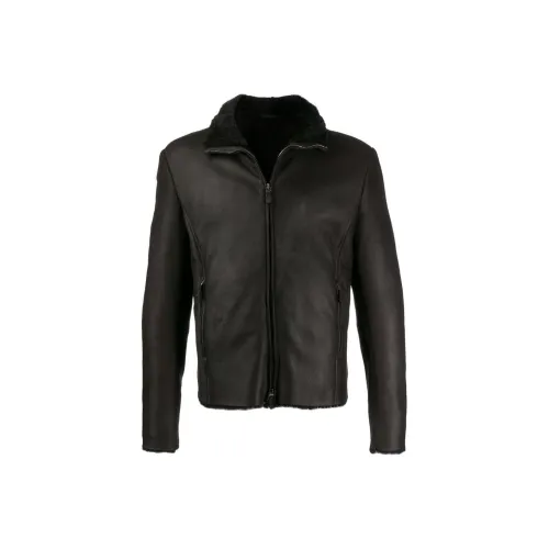 GIORGIO ARMANI Черные Мужские Кожаные Куртки