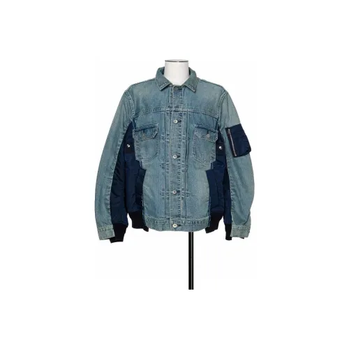 Sacai SS24 Хлопковый пуховик Мужской Светло-Синий