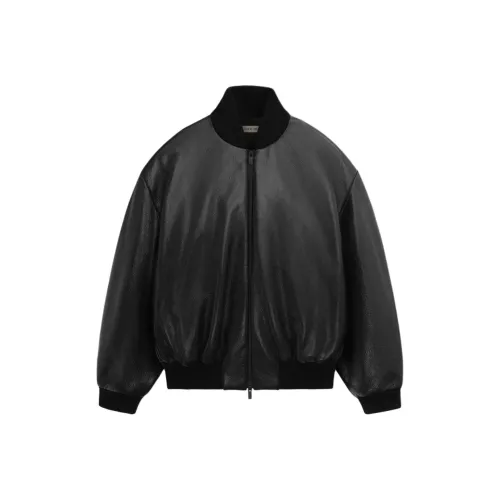 Fear Of God SS24 Eighth SEASON COLLECTION Кожа Moto Stripe Bomber Кожа Куртка Унисекс Черный