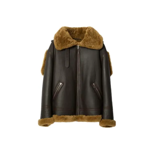 Burberry Кожа Куртка Мужская Темно-Коричневая