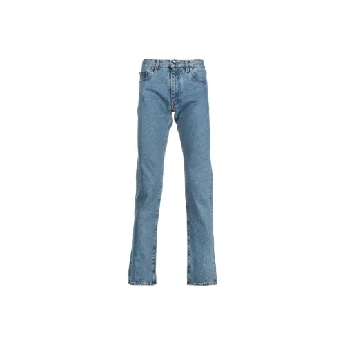 OFF Белый Джинсы Slim Fit Мужские Blue
