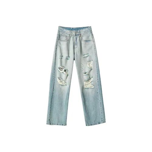 KM Павлине-синий Унисекс Джинсы